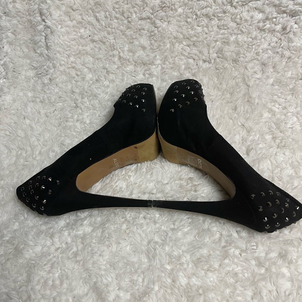 ALDO Michelino Synthetic suede Black studded Platform Heels EU R SZ41 US10.5 - Picture 7 of 10